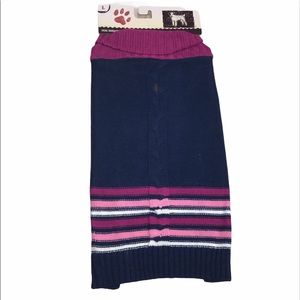 Dog Pet Animal Sweater Shirt Striped Turtleneck Large Knit Pink Black